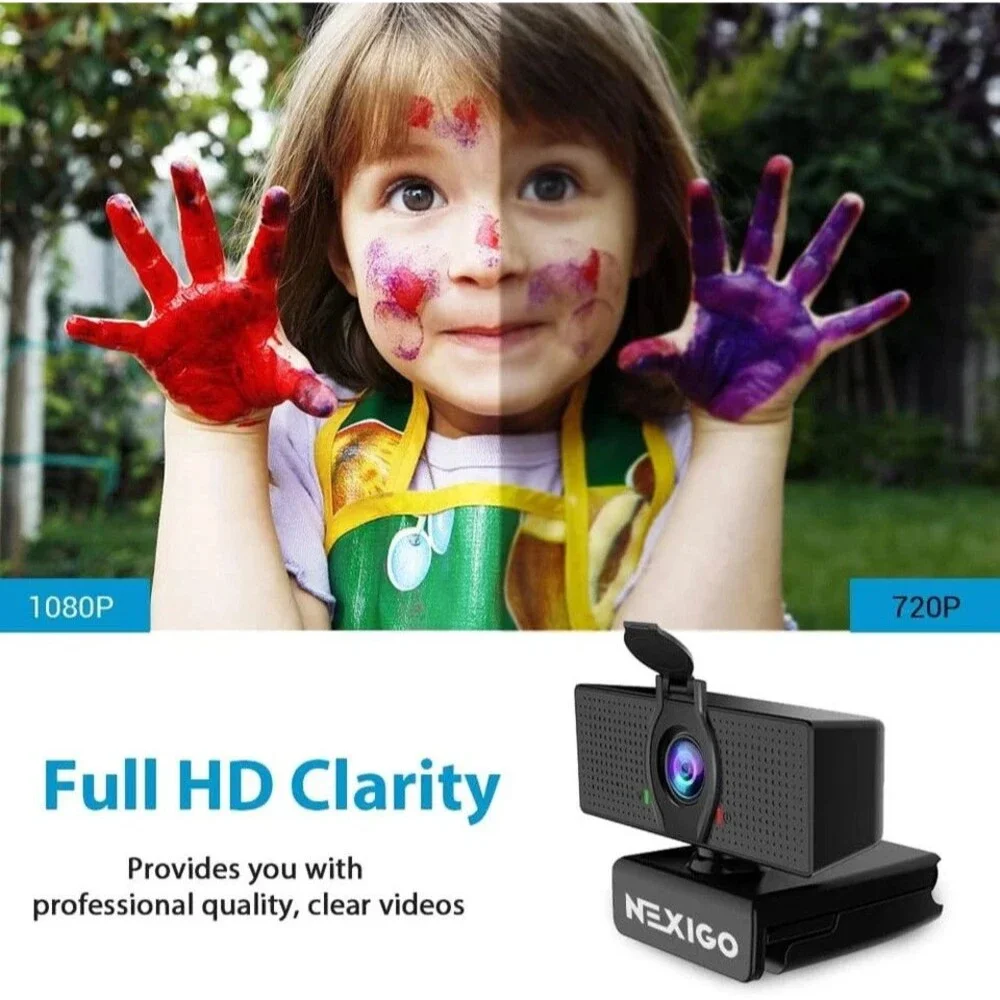 NexiGo N60 1080P Webcam with Microphone, Adjustable FOV, Zoom, Software